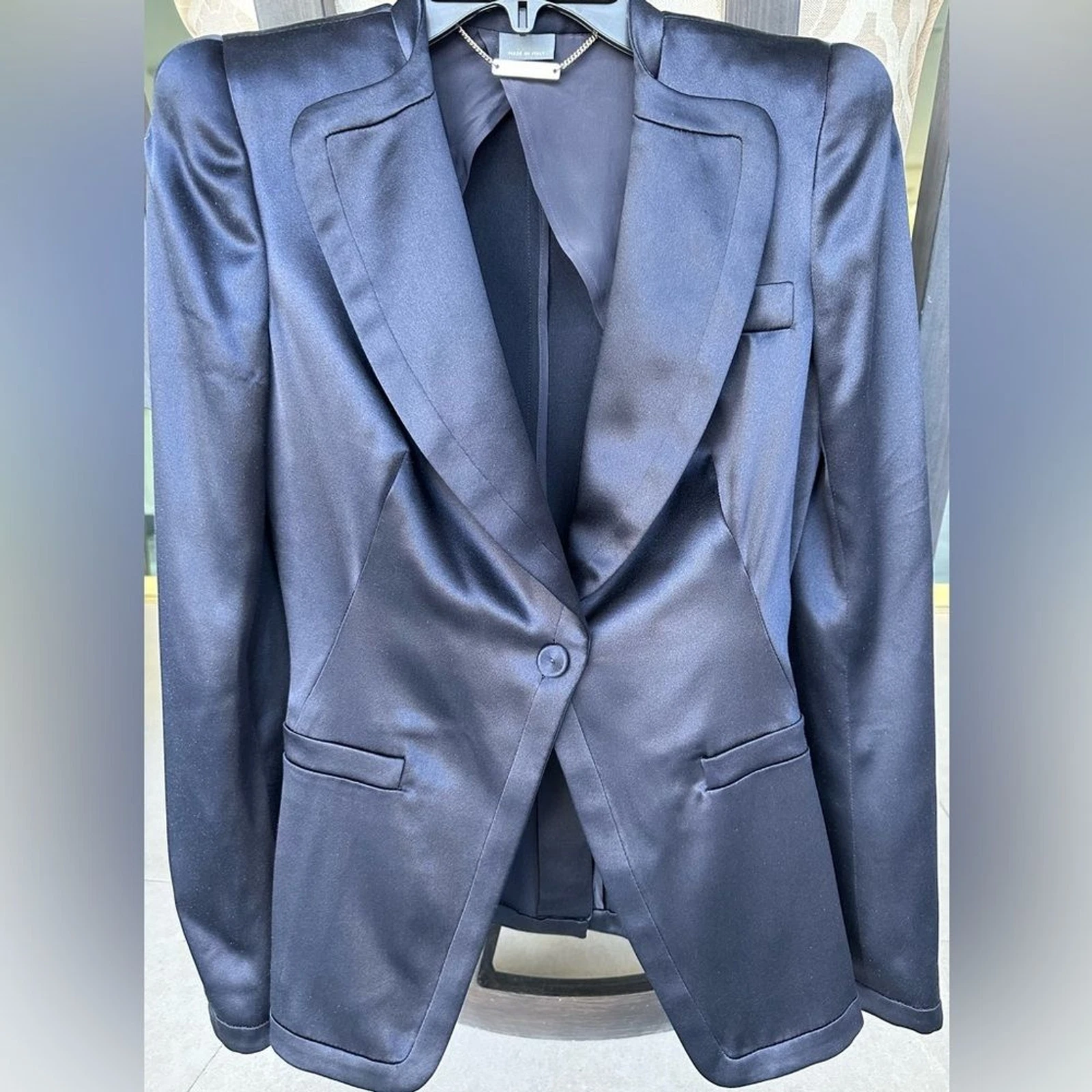 Alexander McQueen — ALEXANDER MCQUEEN Midnight Blue Silk Tuxedo Blazer Jacket 38