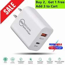 20W PD + QC 3.0 USB Type-C Fast Quick Charger Power Adapter For iPhone & Android