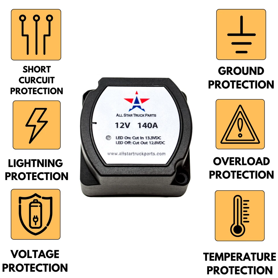 Relé sensible al voltaje (VSR) Pro aislador de batería doble inteligente 12V 140 Amp Foto 2 de 4