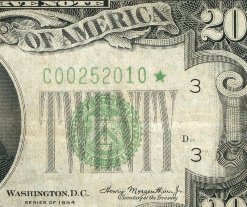 **STAR** $20 1934 Federal Reserve Note ** DAILY CURRENCY AUCTIONS