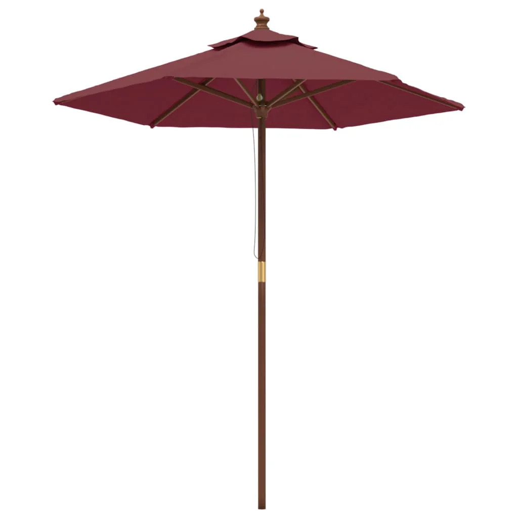 Parasol de jardin en bois pour terrasse ombragée rouge bordeaux 196 x 231 cm
