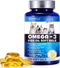 Fish Oil For Dogs  Cat Omega 3 For Dogs From Alaskan Salmon, Cod  Kril Ct. 120