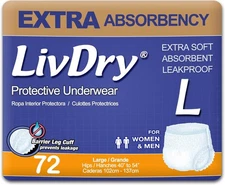 LivDry Adult Incontinence Underwear, Extra Absorbency Adult Diapers, Leak Protec