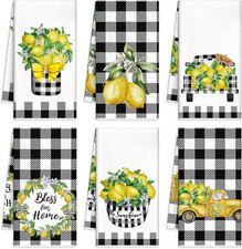 6 Pcs Lemon Kitchen Towels Lemonade Dish Towels with Sayings Decorative Hand Tea