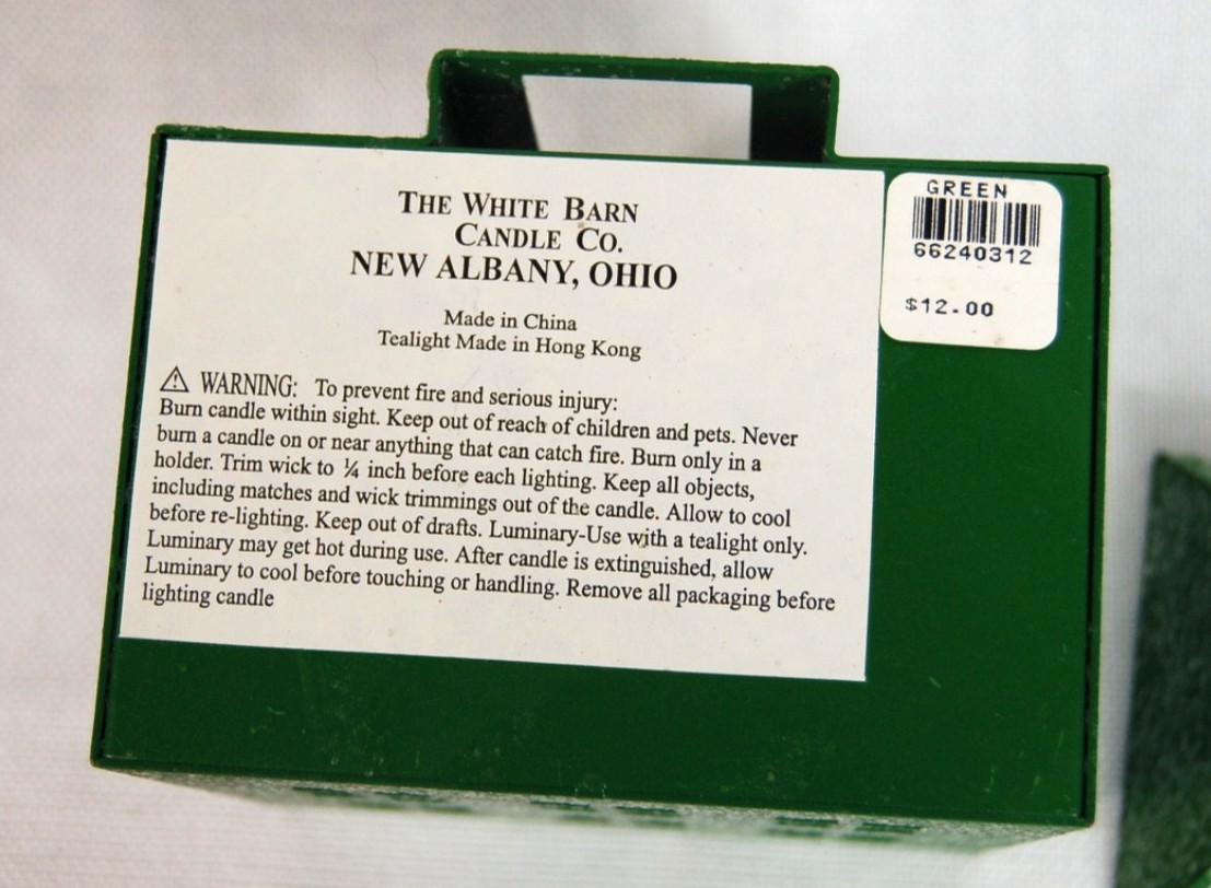 White Barn Candle Company Metal House 7" Green Welcome Home Tea Votive Holder