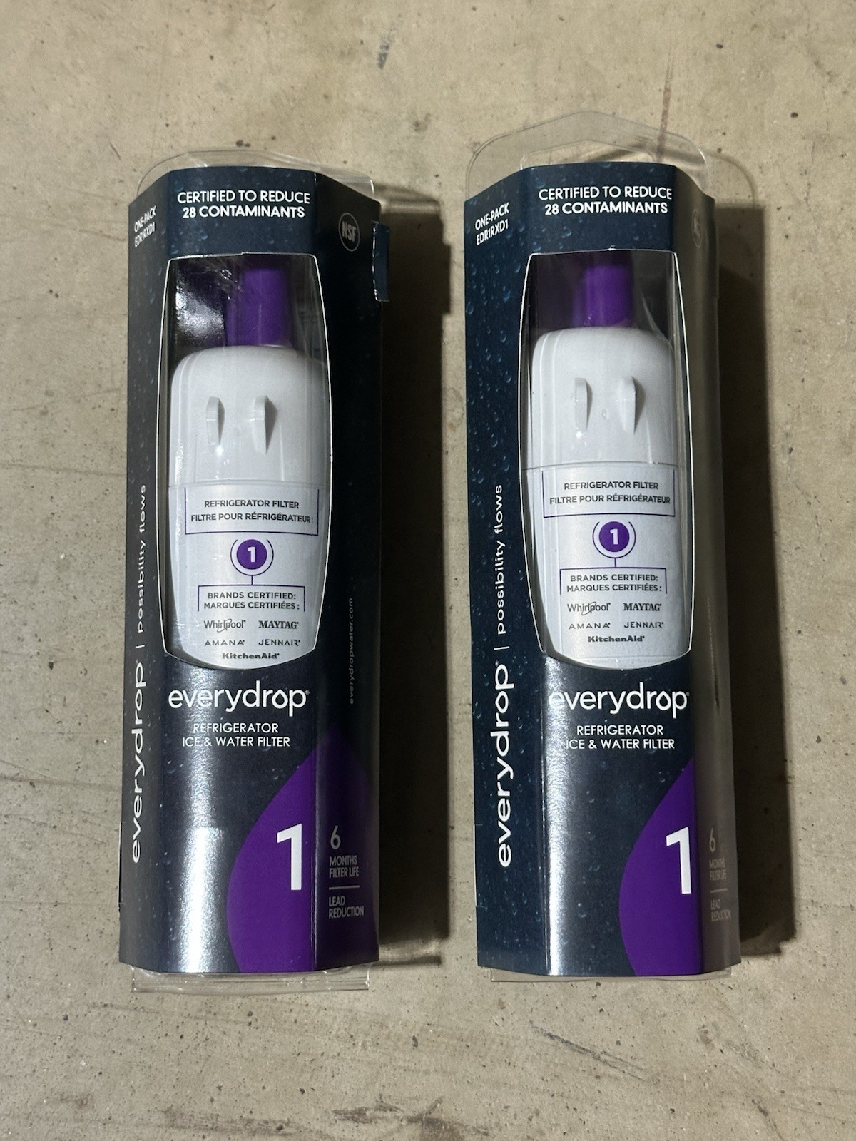 2 New EveryDrop Filter #1 ΕDR1RXD1 Refrigerator Ice and Water Filter Replacement