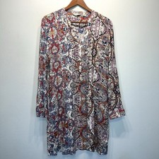 11.1.Tylho Anthropologie Long Sleeve Dress Size S Boho Paisley Pleated Rayon