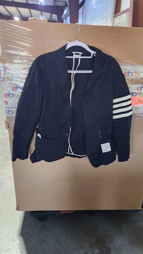 Thom Browne Classic 4-bar Plain Woven Wool Navy Blazer Brand