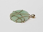 COOL 10k Gold & Green Jadeite Stylized 26mm Disc Amulet Pendant *NO CHAIN* — photo 7