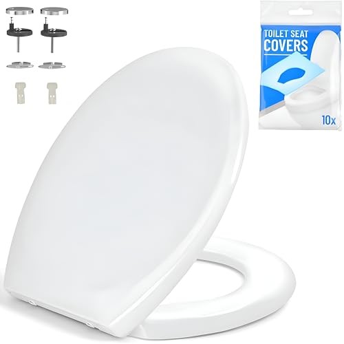 Abattant WC rond blanc avec frein de chute pour une salle de bain familiale