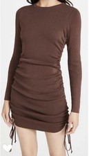Long Sleeve Mini Bodycon Dress Ruched Sides Size Medium By Lioness Club Party