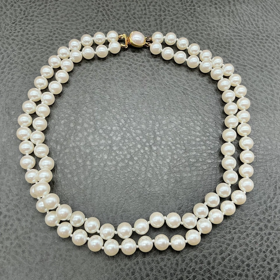 Collar Carolee Doble Hilo Imitación Perla Tono Dorado Cierre Mabe Elegante Crema Foto 2 de 4