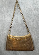 Preston York Vintage Womens Gold Mesh Clutch Shoulder Purse Evening Bag