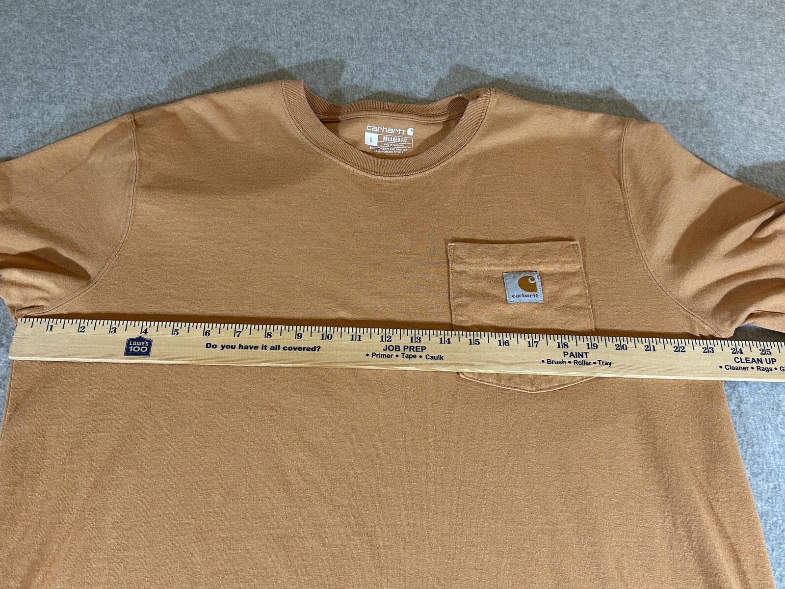 Carhartt Shirt Mens Large Brown Relaxed Fit Pocket Graphic Workwear Short Sleeve