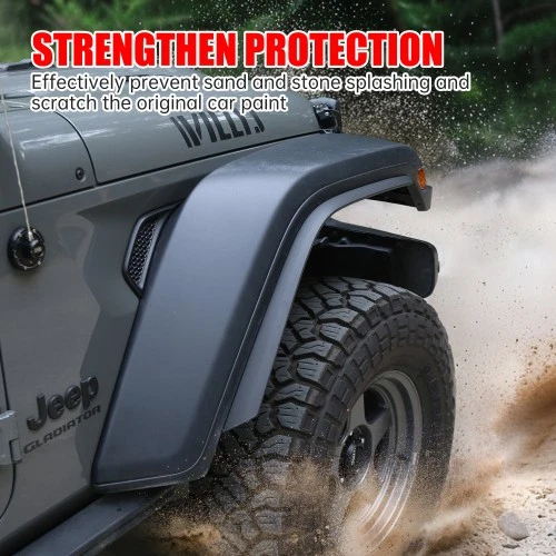 4PCS Premium Steel Front+Rear Fender Flares Kit For 2020-2024 Jeep Wrangler JT Foto 4 de 4