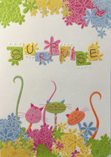 Turnowsky- Birthday- Whimsical Cats- Embossed, Glitter- Israel