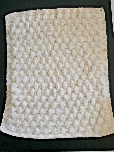Hand knitted small baby blanket peach lustre  50 x 64cm / 19 x 25"