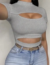 Women’s Large Grey Crop Top