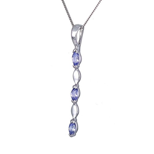 9 kt Weißgold Tansanit Halskette natürliche blaue Marquise Edelsteine Handarbeit verpackt - Bild 8 von 8