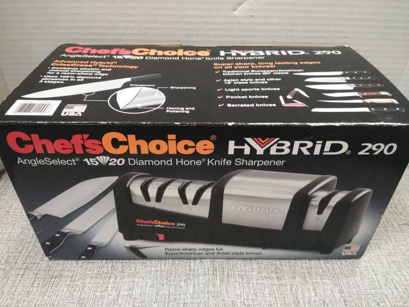 Chef'sChoice 290 Hybrid AngleSelect Diamond Hone Knife Sharpener (new)