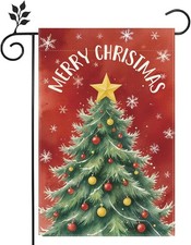 Merry Christmas Garden Flag 12x18 inch Double-sided Burlap Family Party Outdoor