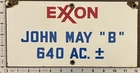 Vintage Porcelain Oil Field Sign - Exxon John May "B"