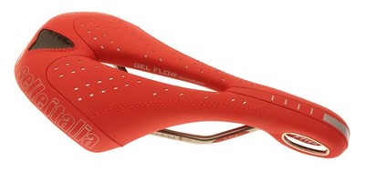 Selle Italia Flite Gel Flow Saddle Ti Rail Red Perforated Leather