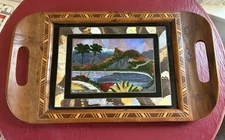 Butterfly Wing Vintage Brazilian Rio de Janeiro Wood Inlay Marquetry Tray 1940’s