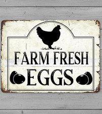 Farm Fresh Eggs 8 x 12 Vintage Novelty Metal Sign Made In USA