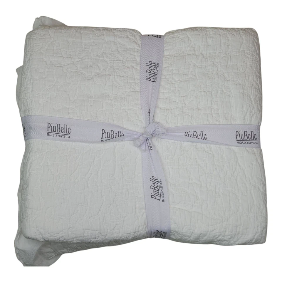 Edredón PiuBelle King 104" X 94" Blanco Portugal Algodón Texturizado Edredón Foto 4 de 4