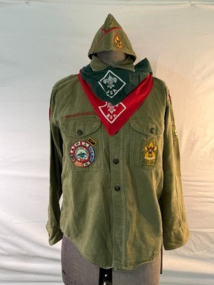 Vintage 1950s Boy Scouts BSA Uniform Shirt Hat 2 Neckerchiefs Patch Lot 4 Pc