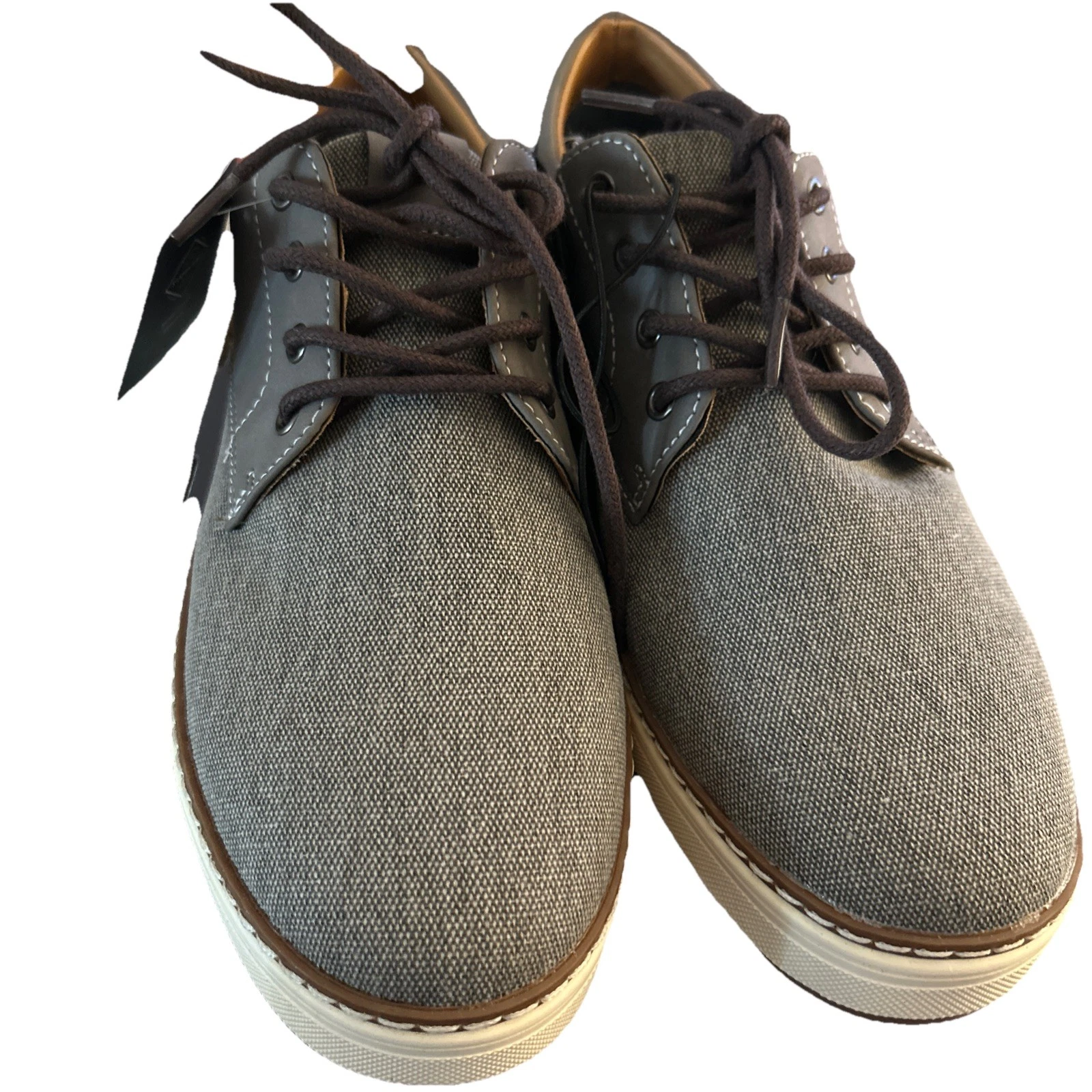 St. John's Bay Jacob NEW Men's 100% Canvas Grey Lace-Up Oxford Casual Shoes 10.5