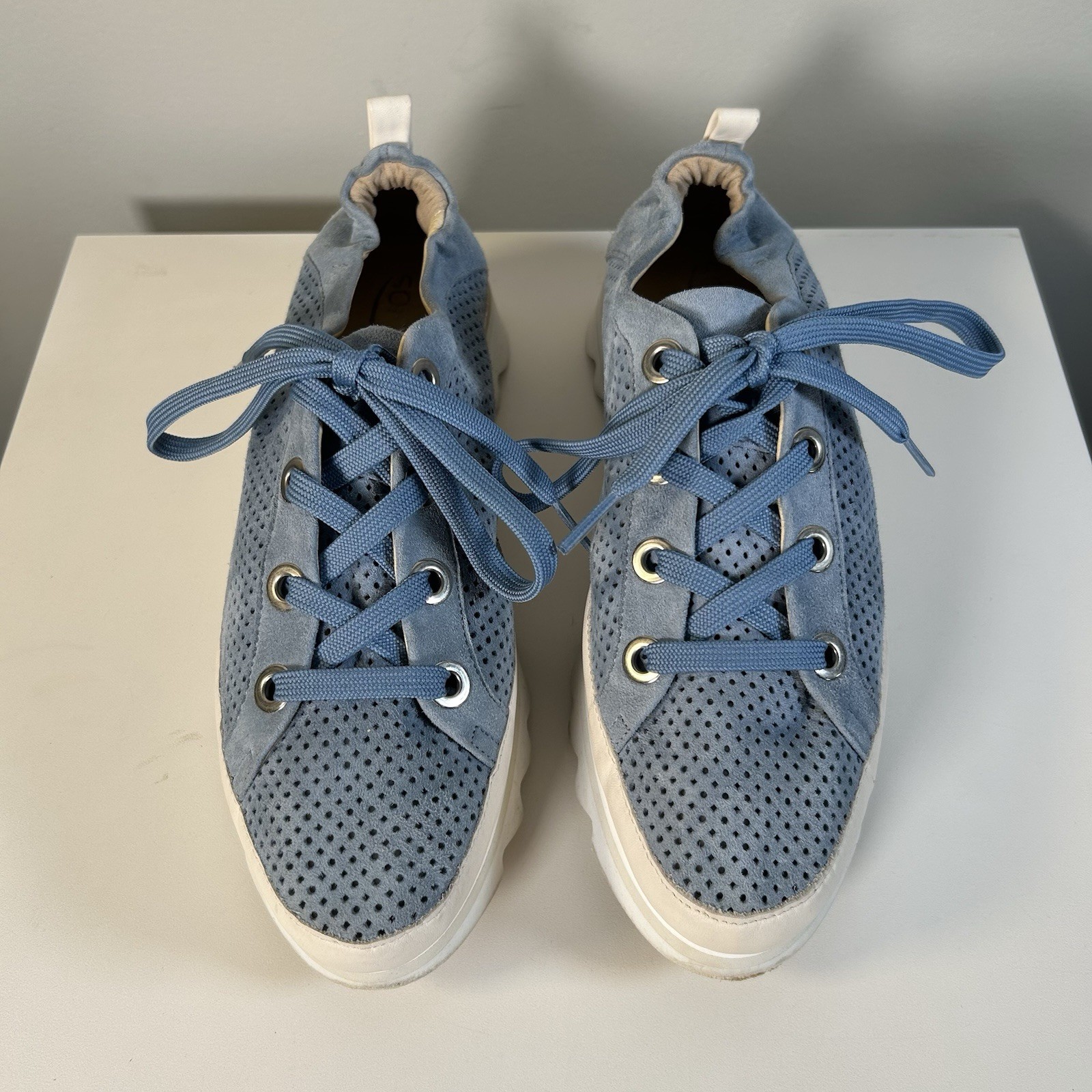 Softwaves Light Beige Perforated Platform Lace Up… - image 4