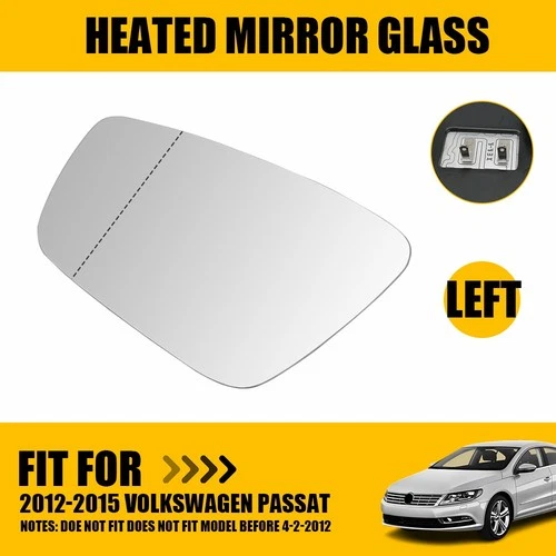 Left Driver Side Mirror Glass Power Heated LH For 2012-2015 Volkswagen Passat