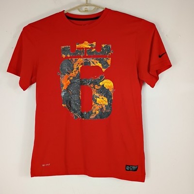 Very Rare Red Engineered Nike DriFit Authentic LEBRON JAMES King James 6 Sz L