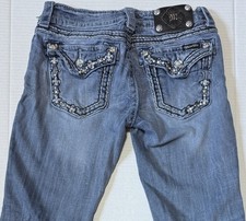 MISS ME - Women's Bootcut Flap Pocket Stretch Demin Blue Jeans - Size 27x33