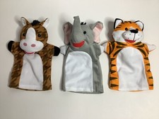 Melissa and Doug Lot Of 3 Zoo Animals Hand Puppets Tiger Elephant Horse