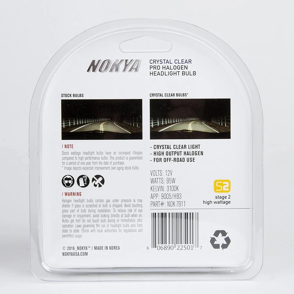 Nokya Blanco Cálido 9005 HB3 Nok7911 95W Dos Bombillas Cabeza Luz Doble Haz Reemplazar Foto 3 de 4