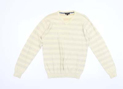 Stark Herren Pullover Beige V-Ausschnitt Baumwollmischung Größe S