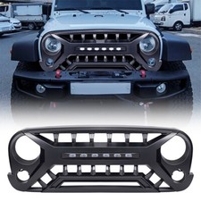 Matte Black Front Armor Grille Woff-road Lights For 2007-2018 Jeep Wrangler Jk