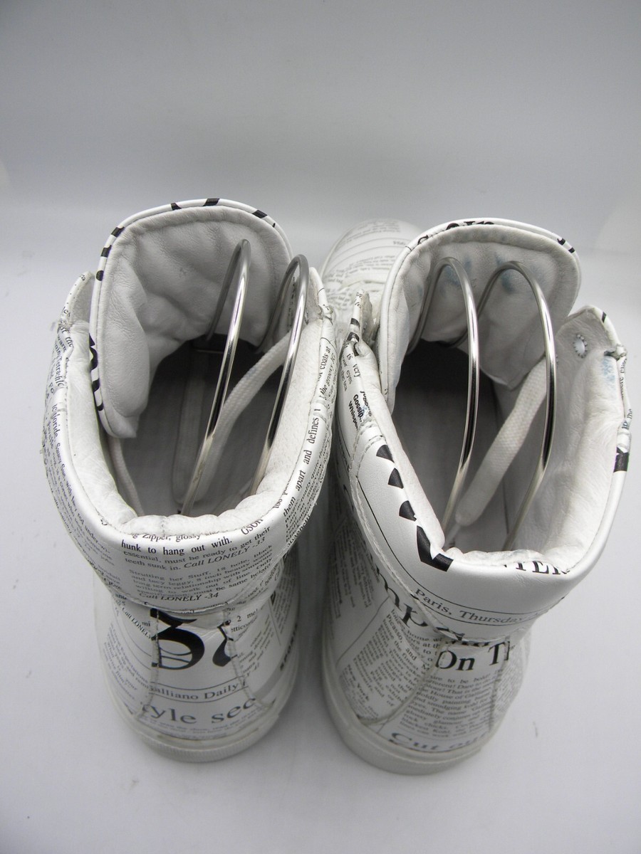 JOHN GALLIANO Paris GAZETTE White Leather High Top MEN'S JOHN GALLIANO Paris GAZETTE White Leather High Top MEN'S