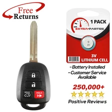 Remote Keyless Entry Uncut Key Blade SUV Replacement For Toyota (HYQ12BDM)