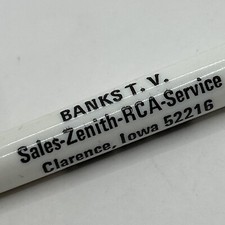 VTG Ballpoint Pen Banks T.V. Sales Zenith RCA Service Clarence IA
