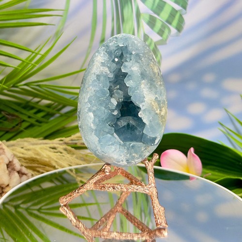 Celestite Celestine Large Egg with Stand Large Geode Cluster Crystal 975g - Bild 14 von 14