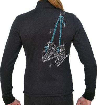 Chloe Noel Erwachsene Large solide Polarfleece Skating Jacke mit Mini Skating Kristallen