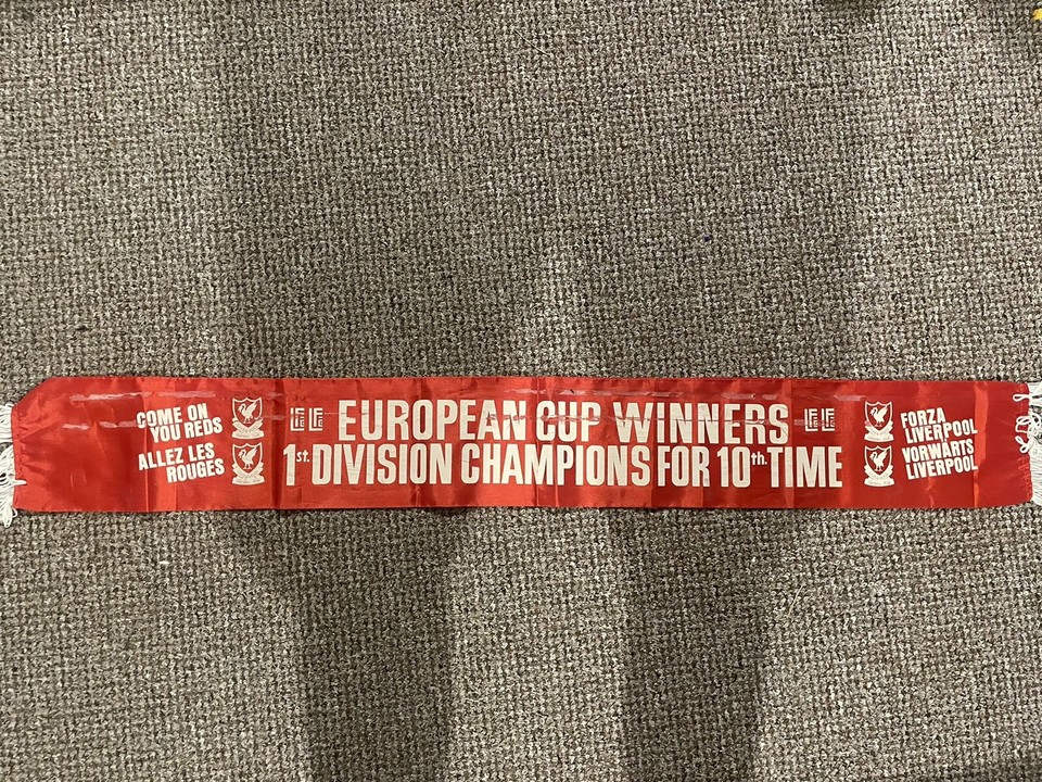 1977 Liverpool European Cup Winners silk scarf League Winners 10th Time