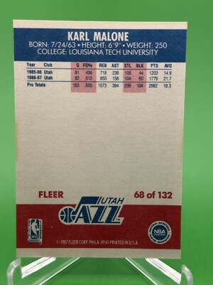 KARL MALONE 1987-88 Fleer #68 - NM/MT - Jazz | eBay