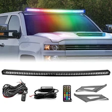 50" Light Bar RGB Chasing Roof Mount Kit For Silverado Sierra 2500/3500 HD 15-19