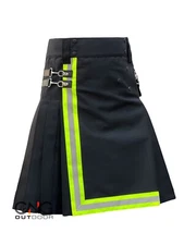 Men's Scottish Fire fighter Black Utility Kilt Fireman Tactical kilt