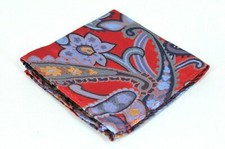 Lord R Colton Masterworks Konya Ruby Red Flora Silk Pocket Square - 75 New